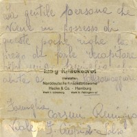 Lettera fatta recapitare alla famiglia prima della deportazione (retro), data 21 gennaio 1945.